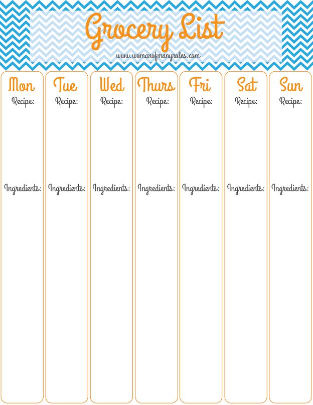 Groceries & Meal Planning Printable by Woman of Many Roles