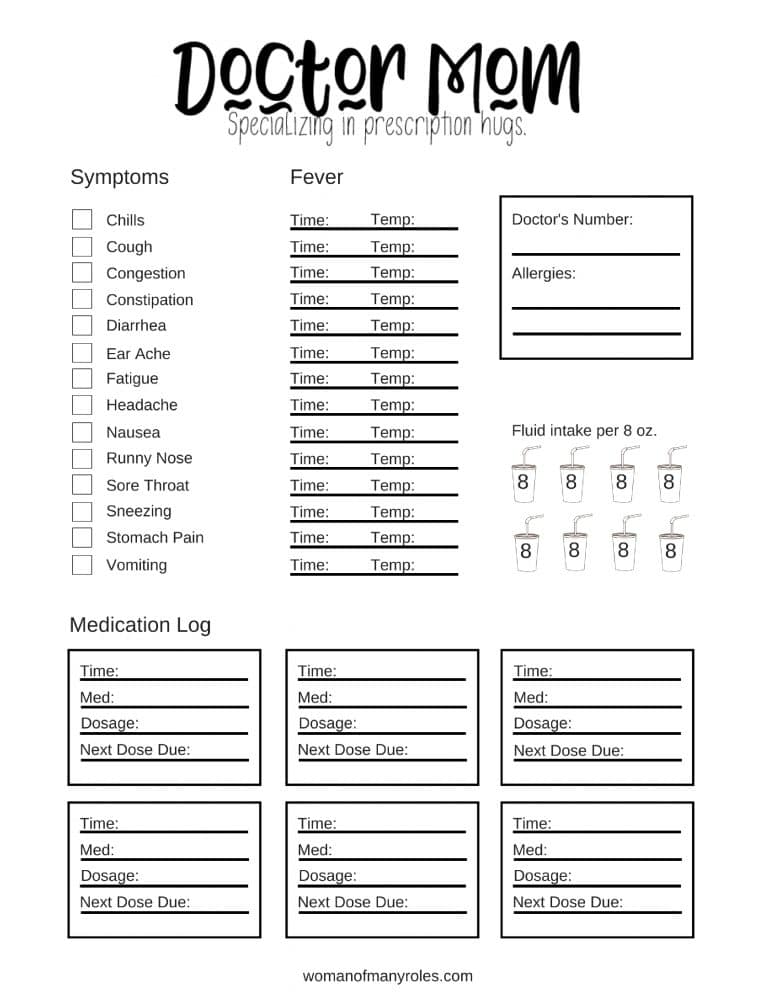 Stay on Top of Sickness with this Dr. Mom Printable