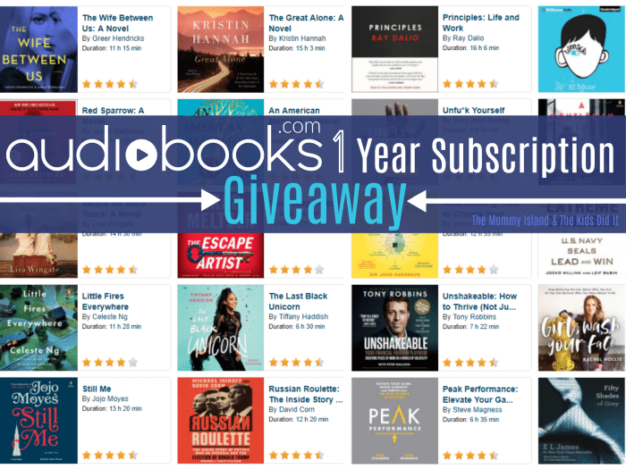 Giveaway: 1 Year Subscription To Audiobooks.com (ARV $180) #MomTime #Audiobooks
